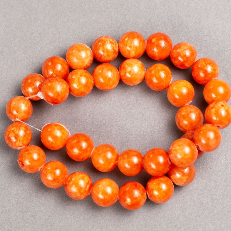 Citrine beads on beading thread (artificial acrylic) smooth spheres, 12.5 mm diameter, 39 cm length