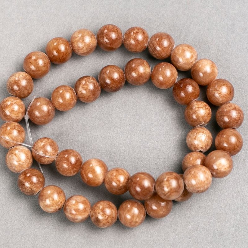 Celestite Beads (Artificial Acrylic) on Thread — Smooth Round Beads, Diameter 10.5 mm, Length 40 cm