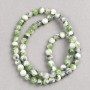 Beads green-gray-white 'Agate' (artificial acrylic) on fishing line, smooth round beads, 6 mm diameter, approx. 40 cm length.