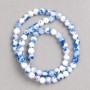 Blue and White 'Sodalite' Beads (Acrylic) on Cord, Smooth Round Beads, 6mm Diameter, 40 cm Length ±
