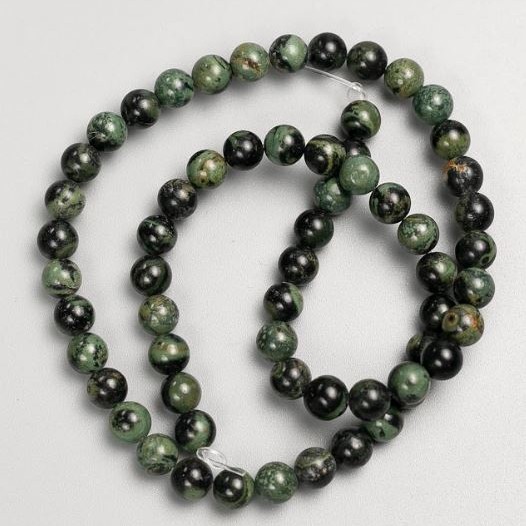 Beads on fishing line Ocean Jasper, smooth round beads, diameter 6.5 mm, length 39 cm