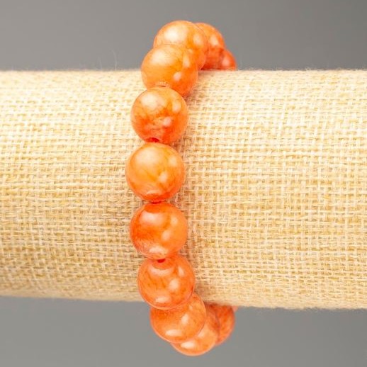Elastic bracelet with citrine imitation beads (acrylic), diameter 12.5 mm, length 18 cm