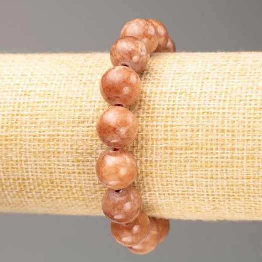 Elastic bracelet 'Selenite' (synthetic acrylic) with smooth beads, diameter 12.5 mm, length 18 cm