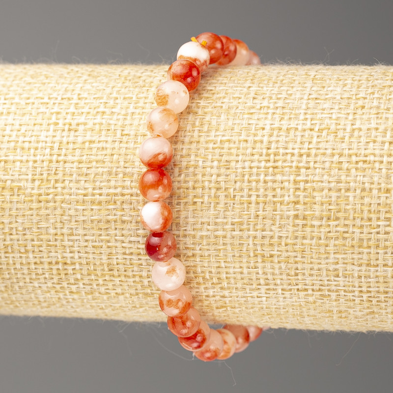 Bracelet White-Ruddy Ocean Jade (artificial acrylic), bead diameter 6 mm +/-, length 18 cm +/-, smooth beads on elastic