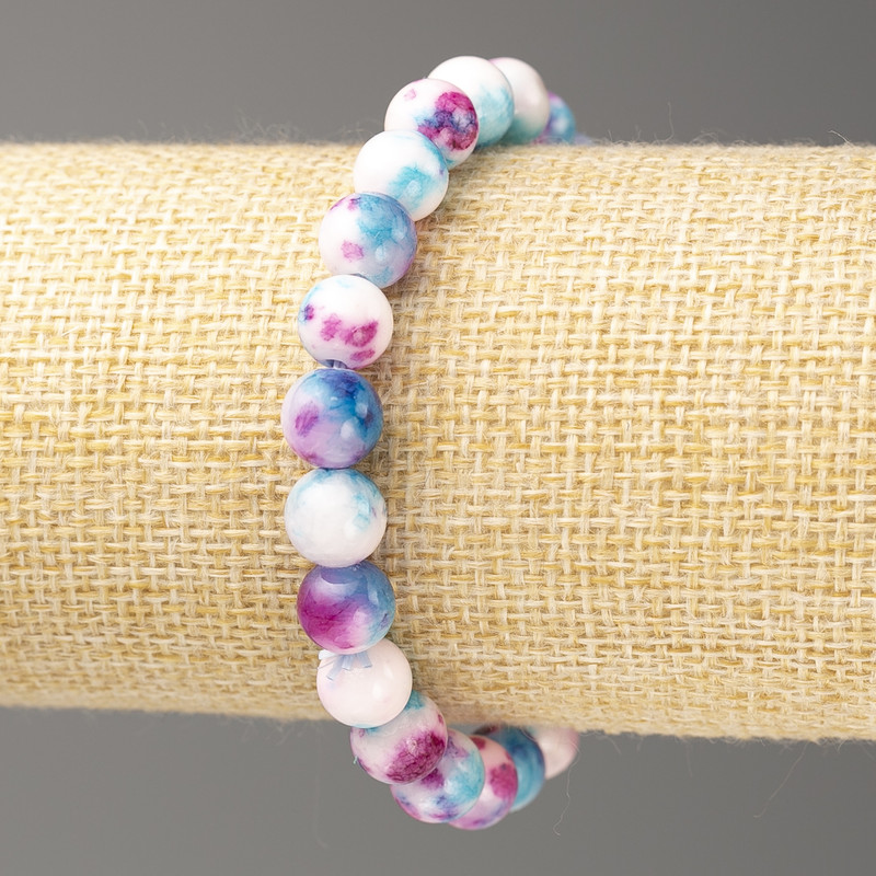 Bracelet 'Oceanic Jade' acrylic (artificial), 8mm diameter ±, length 18cm ±, smooth beads on elastic