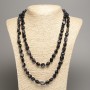 Long blue aventurine necklace 'Blue Sand' (synthetic) galvanization, diameter 5x8-10mm+-, length 110 cm+
