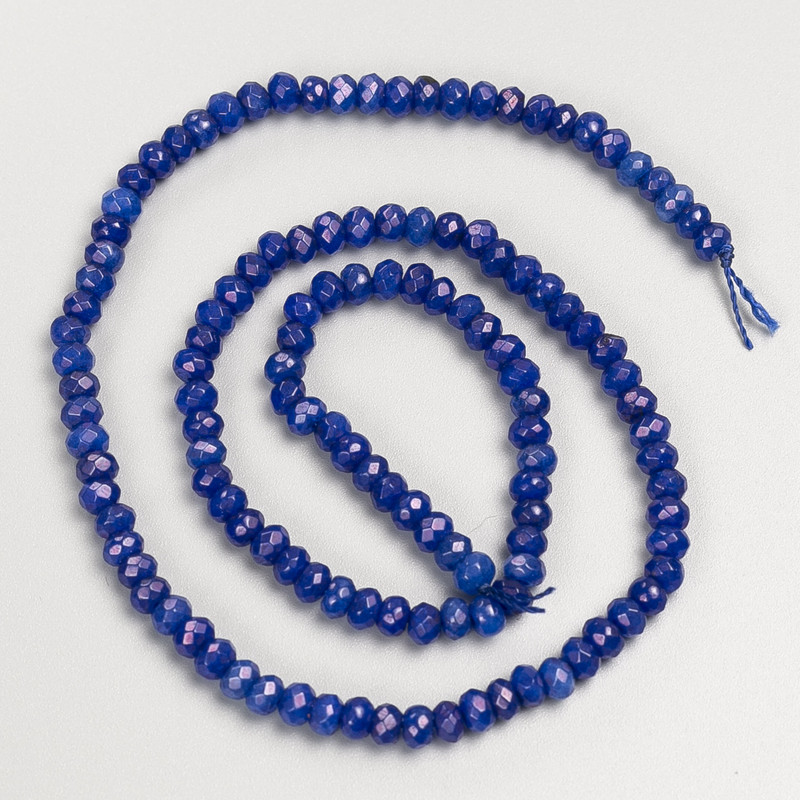 Lapis Lazuli Beads (Synthetic) Faceted Rondelle on Thread, 4x3.5 mm, Length 38 cm +/-