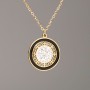 Chain with Lemon Gold Plating and Pendant, Xuping, 18mm Diameter +/- (Black Enamel, White Crystals), Length 46-52 cm +/-, Thickness 1.5 mm