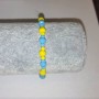 Bracelet 'Ukraine' with Czech crystal 'faceted rondelle' on elastic, diameter 6×4 mm ±, diameter 3×2 mm ±, length 18 cm ±