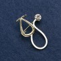 Stethoscope Brooch with White Enamel, White Stone, Gold-Tone Metal 43×29 mm