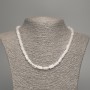 Rock crystal necklace, natural stone, smooth cylindrical beads, 10x6 mm diameter, 48 cm length