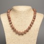 Necklace 'Jasper' with smooth beads, 12 mm diameter, about 50 cm long, made of white nephrite (synthetic-dyed)