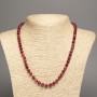 Necklace 'Carnelian' with smooth round beads, 6 mm diameter, 50 cm length, made of white nephrite (synthetically dyed)