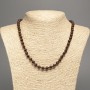 Necklace 'Tiger's Eye' smooth beads, 6 mm diameter, approx. 50 cm long, made of white nephrite (synthetically dyed)