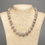Necklace 'Labrador' with smooth beads, 12 mm diameter, 50 cm long, made of white nephrite (synthetic dyed)