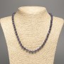 Necklace 'Charoite' with smooth beads, 6 mm diameter, 50 cm long, made of white nephrite (synthetically dyed)