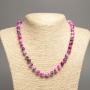 Necklace 'Colors of Summer' white, gray, and raspberry smooth beads, 8 mm diameter, approx. 50 cm long, from white nephrite (synthetic dyed)