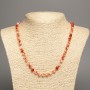 Necklace 'Colors of Summer' with smooth white- and ruddy-toned beads, 6 mm diameter, about 50 cm long, made of white nephrite (synthetic-dyed)
