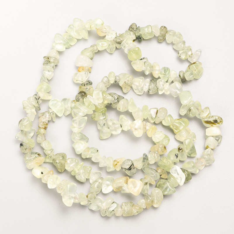 Rutilated Quartz Hairy Beads - Natural Stone Chip on Thread, 9×4 mm, 82 cm Length