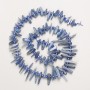Kianite Beads, Natural Stone Nugget 'Needle' on Thread, diameter 28x2–10x2 mm, length 40 cm ±, with seed beads, diameter 3 mm