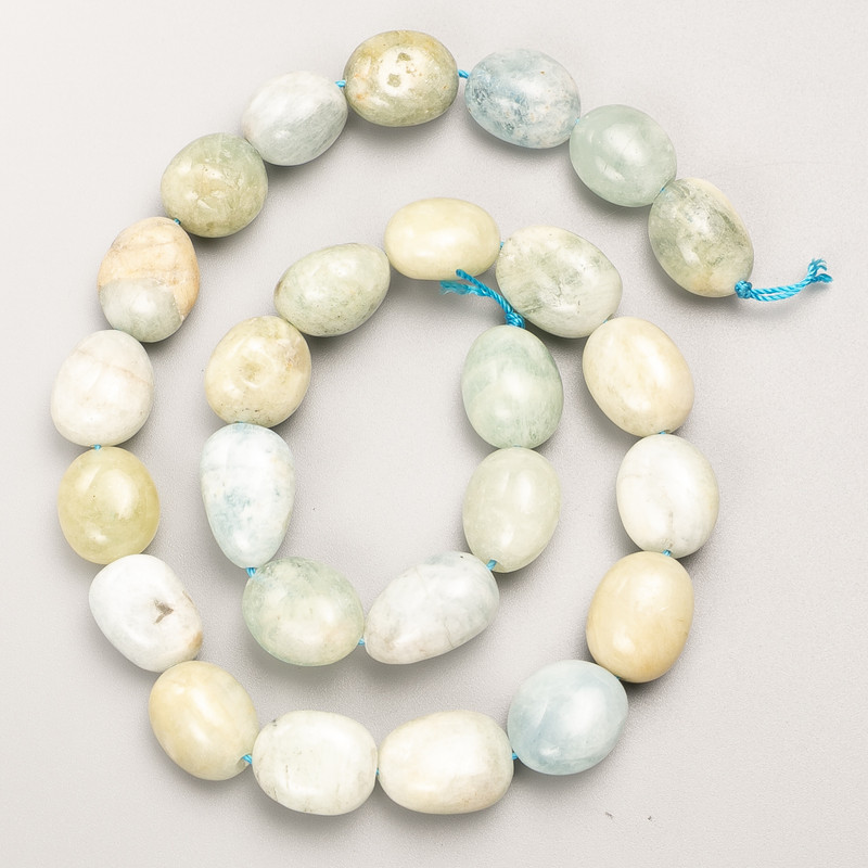Morganite beads, natural stone, tumbled on thread, assorted sizes d 10×12-13×18 mm, length 40 cm +