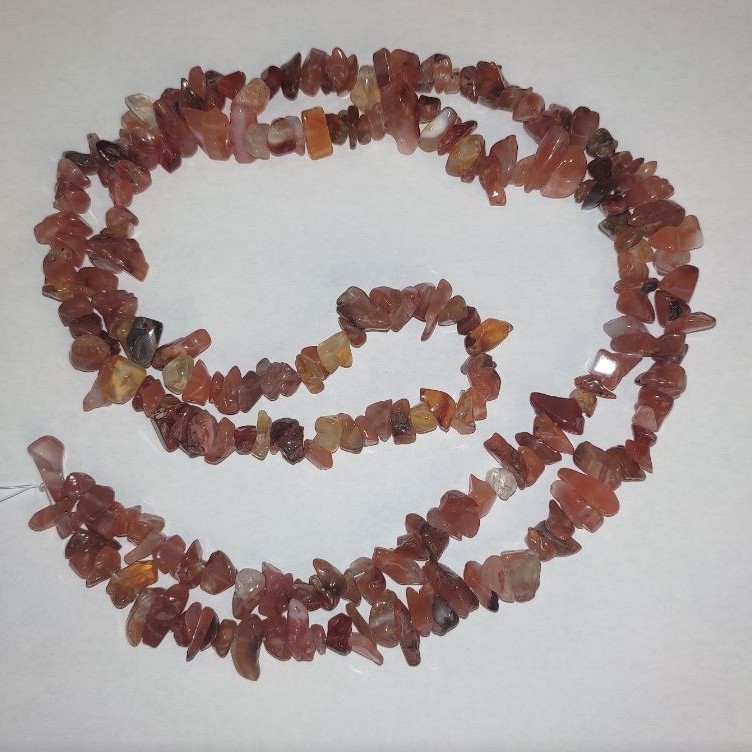 Carnelian Beads - Natural Stone Chip on sturdy fishing line, diameter 9×4 mm, length 84 cm +