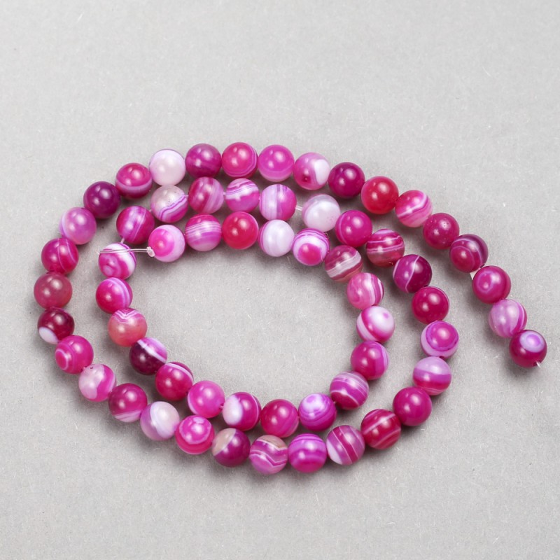 Raspberry Agate Beads, Smooth Round Balls, 6 mm Diameter, About 38 cm Long on a Thread