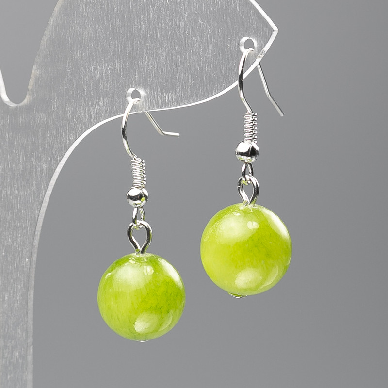 Onyx Earrings (artificial acrylic) Smooth bead, 12.5 mm diameter, 3.5 cm length