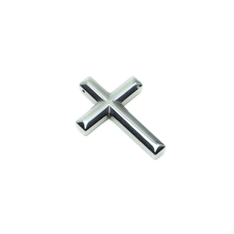 Hematite Cross Pendant, 23×35 mm, 5×5 mm+