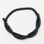 Hematite beads, smooth rondel, 6x2 mm, 38 cm on beading thread