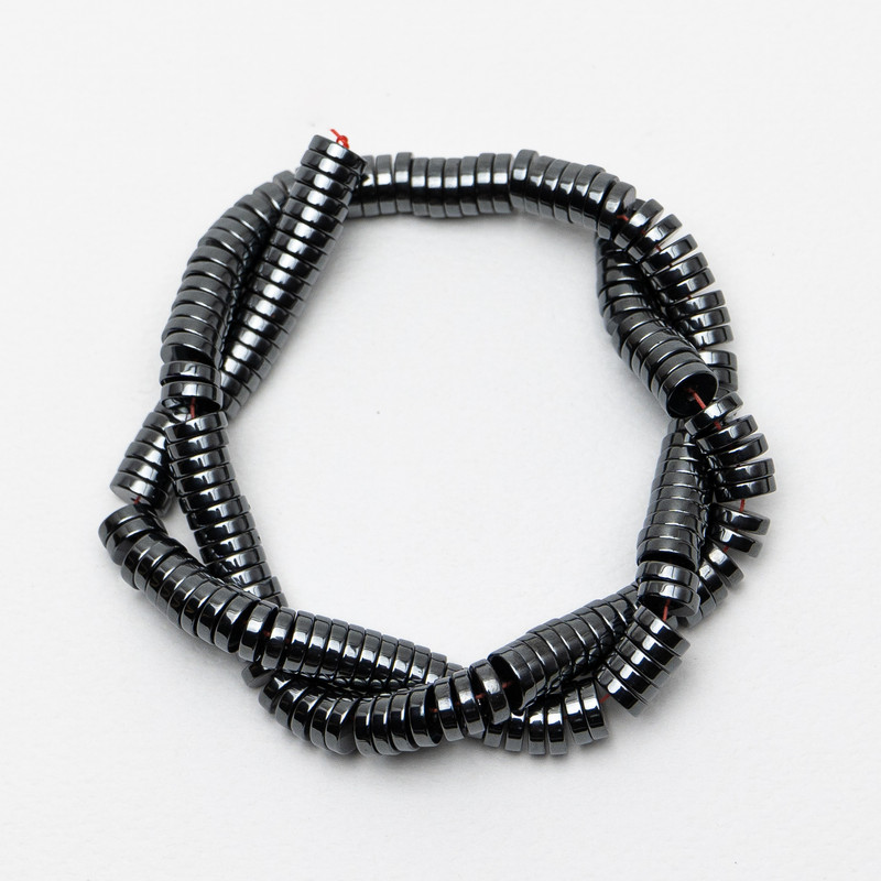 Hematite Disc Beads, 8x2 mm, 40 cm Thread Length