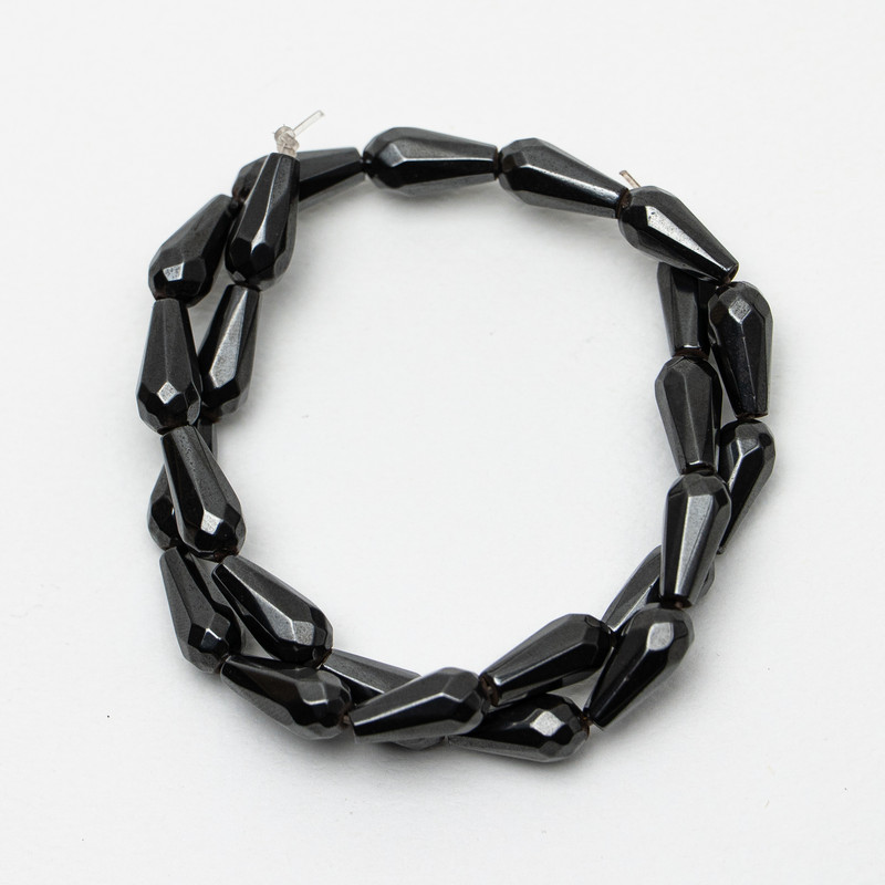 Hematite beads, multifaceted, diameter 8x17mm +/-, length 40 cm +/- on thread