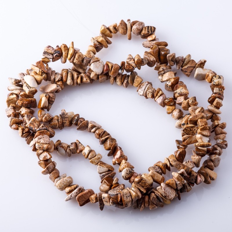 Beads on thread Picture Jasper 'Stone Crumb' 3-10mm 80-85cm