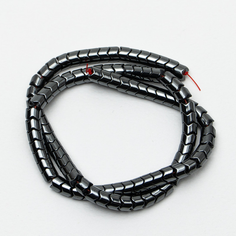 Hematite Zigzag Beads, 6x5 mm, 39 cm on thread
