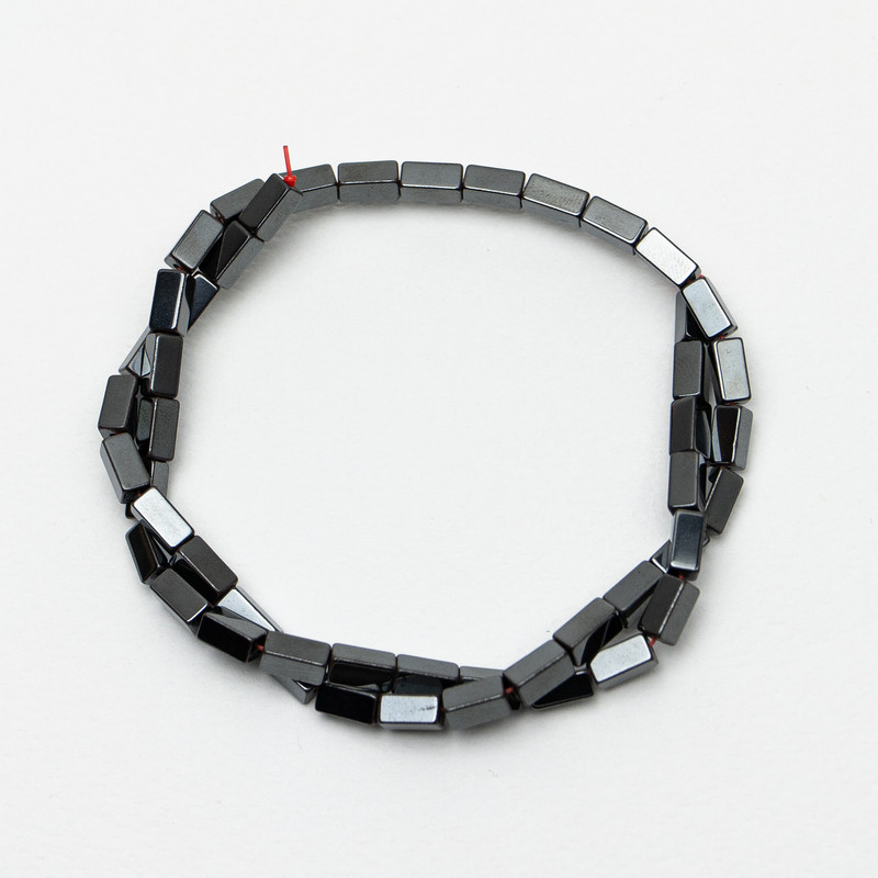 Rectangular Hematite Beads, 4x8 mm, length about 40 cm on thread