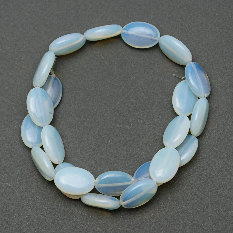 Oval Synthetic Moonstone Beads, 13×18×6 mm, 40 cm on thread