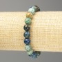 Bracelet Chrysocolla Lazulite Smooth Bead Natural Stone, diameter 8mm±, length 18cm (stretch)