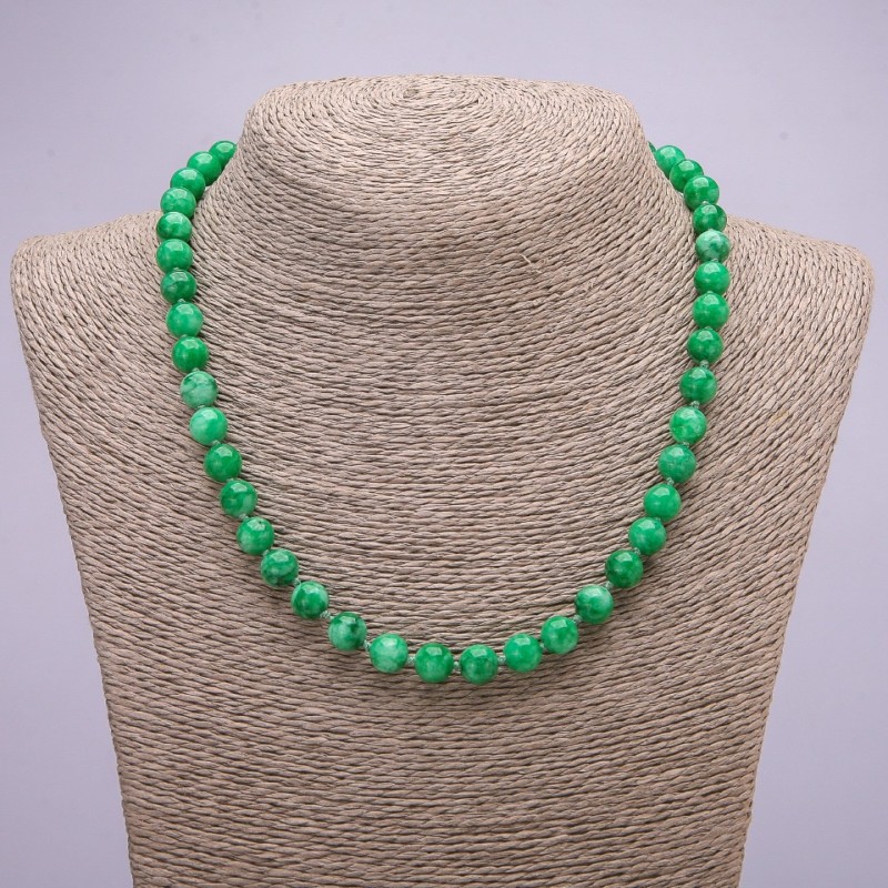 Synthetic Chrysoprase Necklace, Smooth Beads, 8 mm Diameter, 45 cm Long