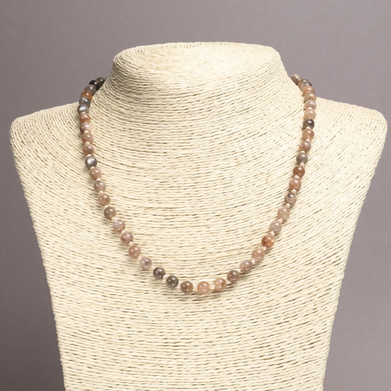Natural Selenite Necklace with a Smooth Bead, 6 mm Diameter +/-, 45 cm Length +/-