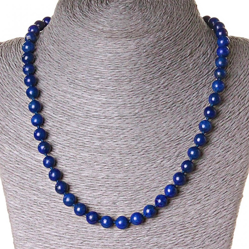 Lapis Lazuli Necklace, 8 mm beads, length 47 cm