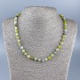 Natural Stone Necklace Green Opal, Smooth Bead, 7mm Diameter, 52cm Length +