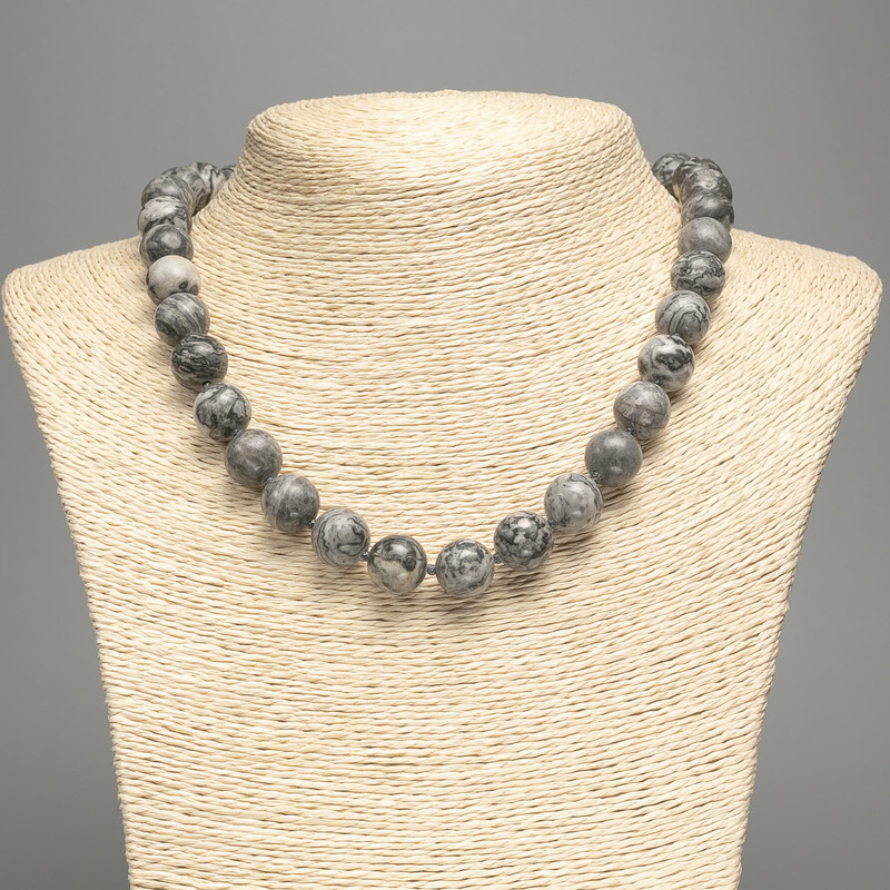 Grey Ocean Jasper Necklace, Acrylic