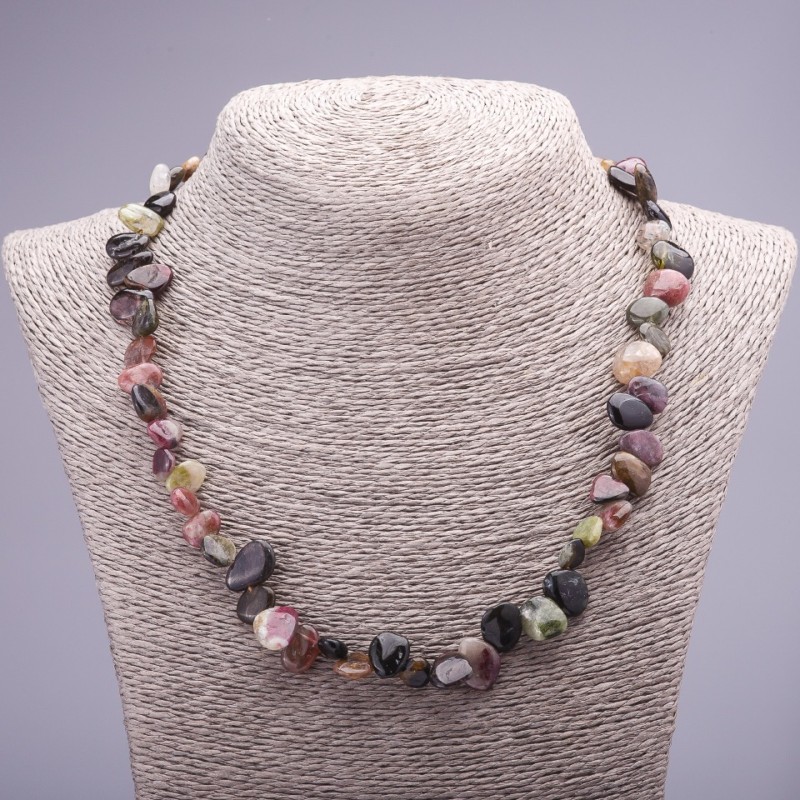 Faceted Tourmaline Natural Stone Necklace, Butterfly Shape, 7-12 mm, 46 cm length