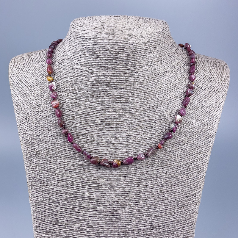 Faceted natural tourmaline bead necklace, bead diameter 5–7×5–9 mm, length 50 cm