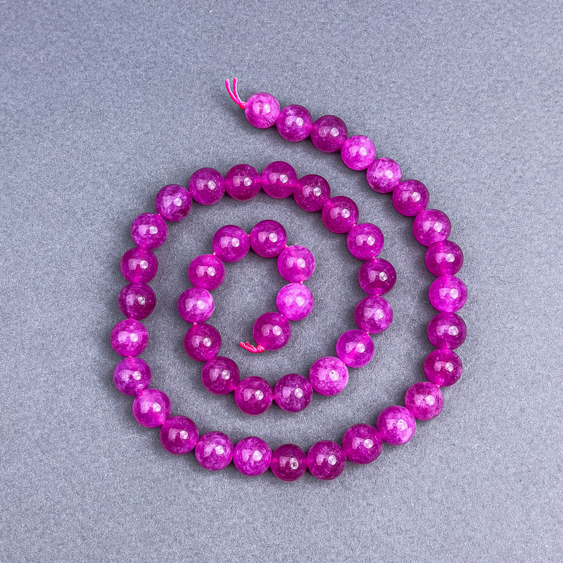 Raspberry Pink Tourmaline Beads, Smooth Round Spheres, 8.5 mm Diameter +/- on Thread, 38 cm Length+