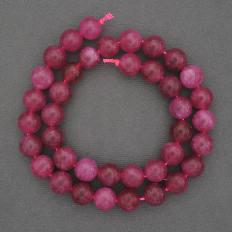 Raspberry Tourmaline Beads, Smooth Round Bead, 10 mm Diameter ± on Thread, Length 38 cm+