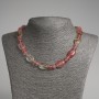 Natural chalcedony stone necklace with flat oval beads, 13×18 mm, 9×6 mm rondelles, length 45 cm