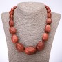 Discounted Necklace 'Elegant' with Synthetic Aventurine 'Golden Sand' Large Graduated Bead Sizes 10x13mm-25x37mm, Length 50 cm