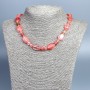 Chalcedony Necklace of Natural Stone with Oval Beads, 18×12 mm, Rondelle 8×5 mm, Length 46 cm
