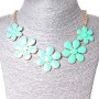 Daisy Necklace, Gold-tone Metal, Glossy Aquamarine (30×40 mm)